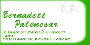 bernadett palencsar business card